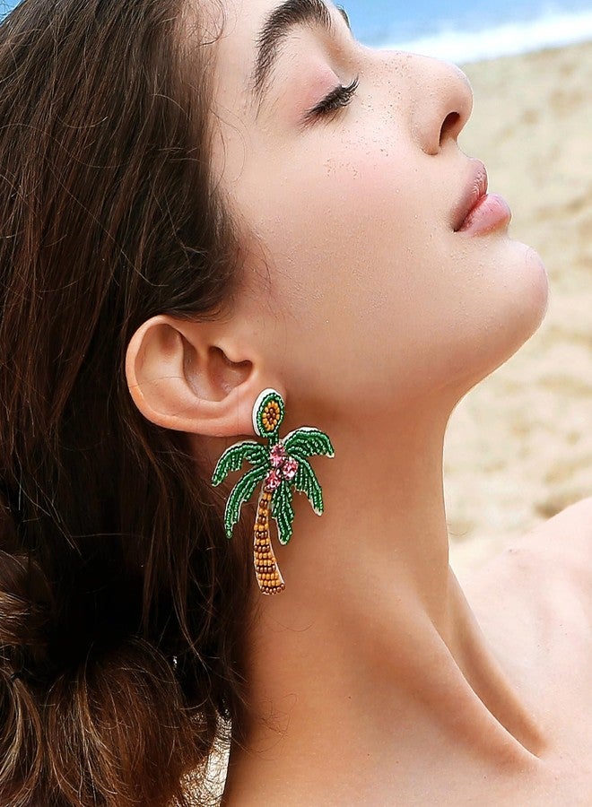 eartif Coconut Palm Tree Dangle Earring Summer Holiday Hawaii Gift Beach Theme Jewelry handmade beaded jewelry Gifts Funny Earrings (Coconut Palm Tree) - Image 3
